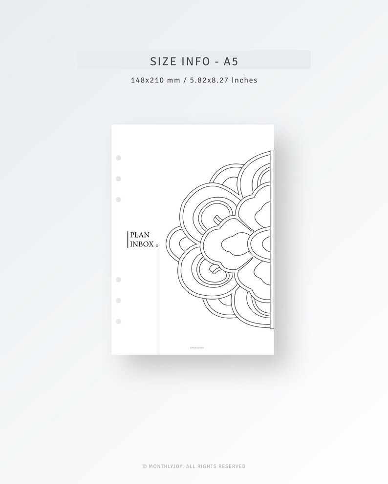 Planner Dashboard A5 Inserts Printable Dividers, Traditional Pattern ...