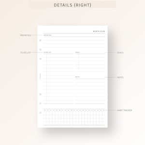 A5 Inserts Monthly Overview Planner Printable Month on Two Pages, Month ...