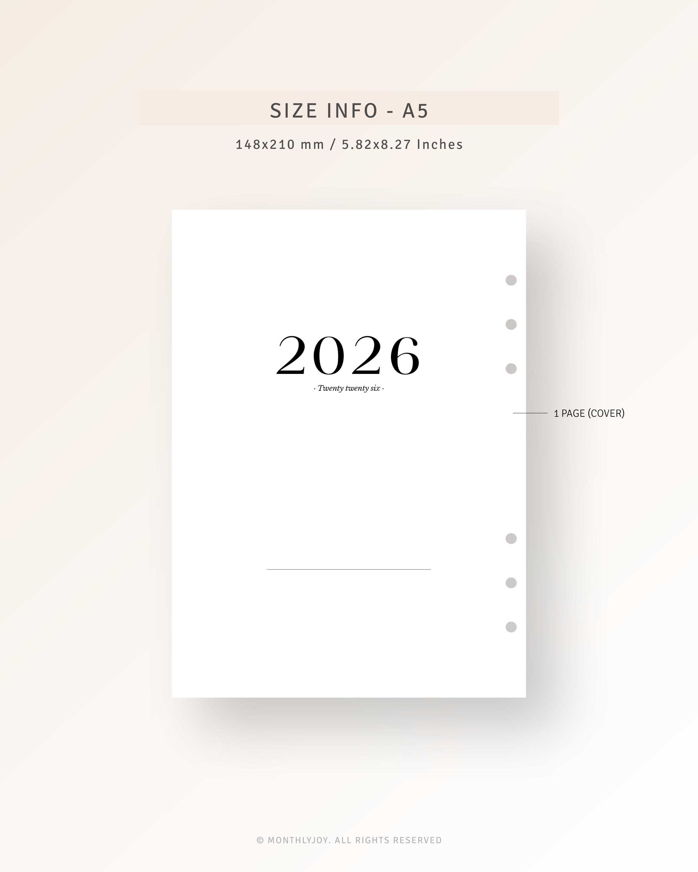 2026 Monthly Overview Planner Printable A5 Inserts, Month on 1 Page ...
