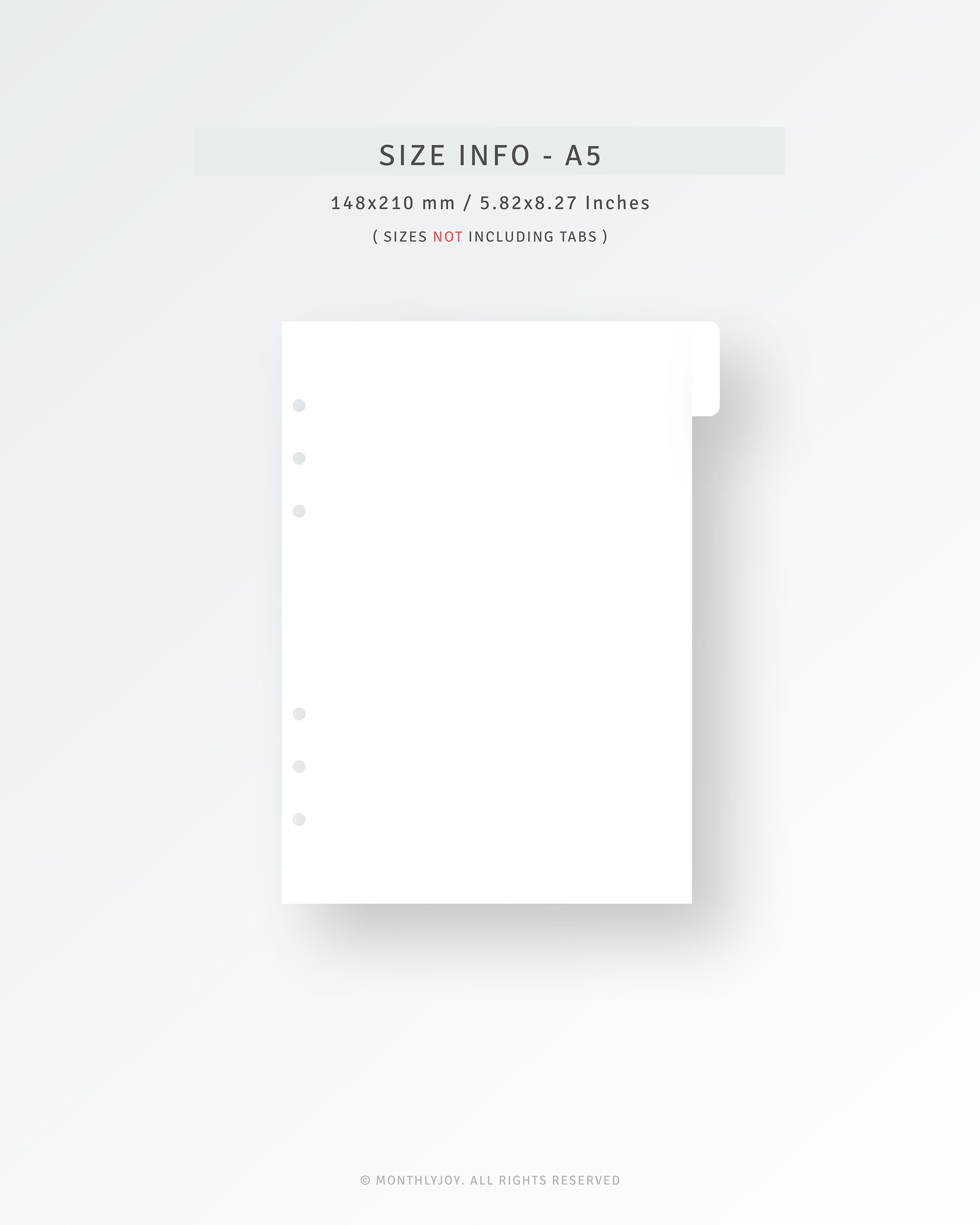 A5 Planner Dividers Printable PDF PNG Editable White Side - Etsy