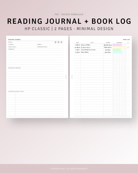 HP Classic Reading Journal Printable Book Reading Log Template