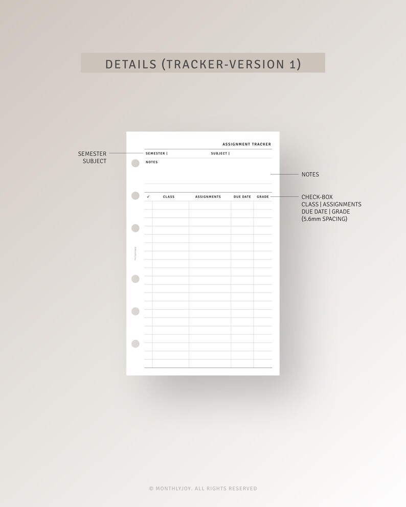 Assignment Tracker Printable Student Planner Template, Homework Tracker ...