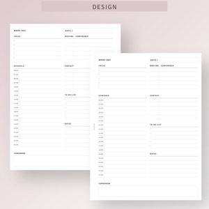 Daily Work Planner Printable HP Classic Inserts, Personal Schedule ...