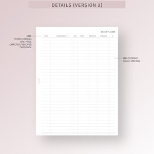 Shopping Order Tracker Printable HP Classic Inserts, Purchase Journal ...