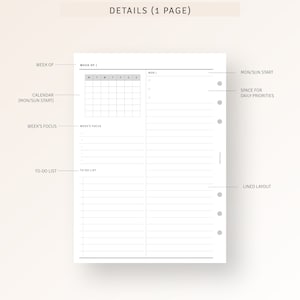 Week on 4 Pages A5 Inserts Printable Weekly Planner PDF, Undated Weekly ...