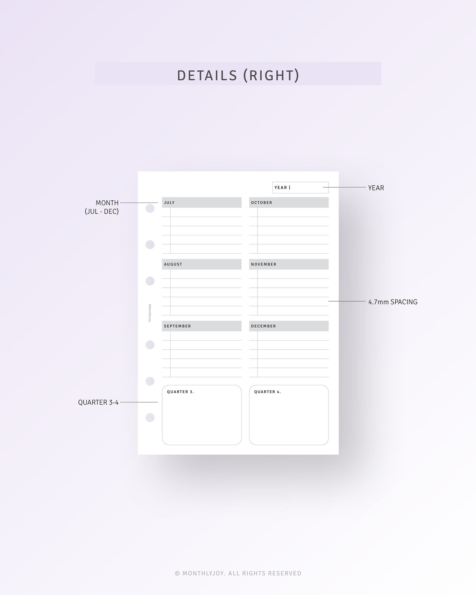 Yearly Planner A6 Size Printable Inserts Quarterly Template Etsy