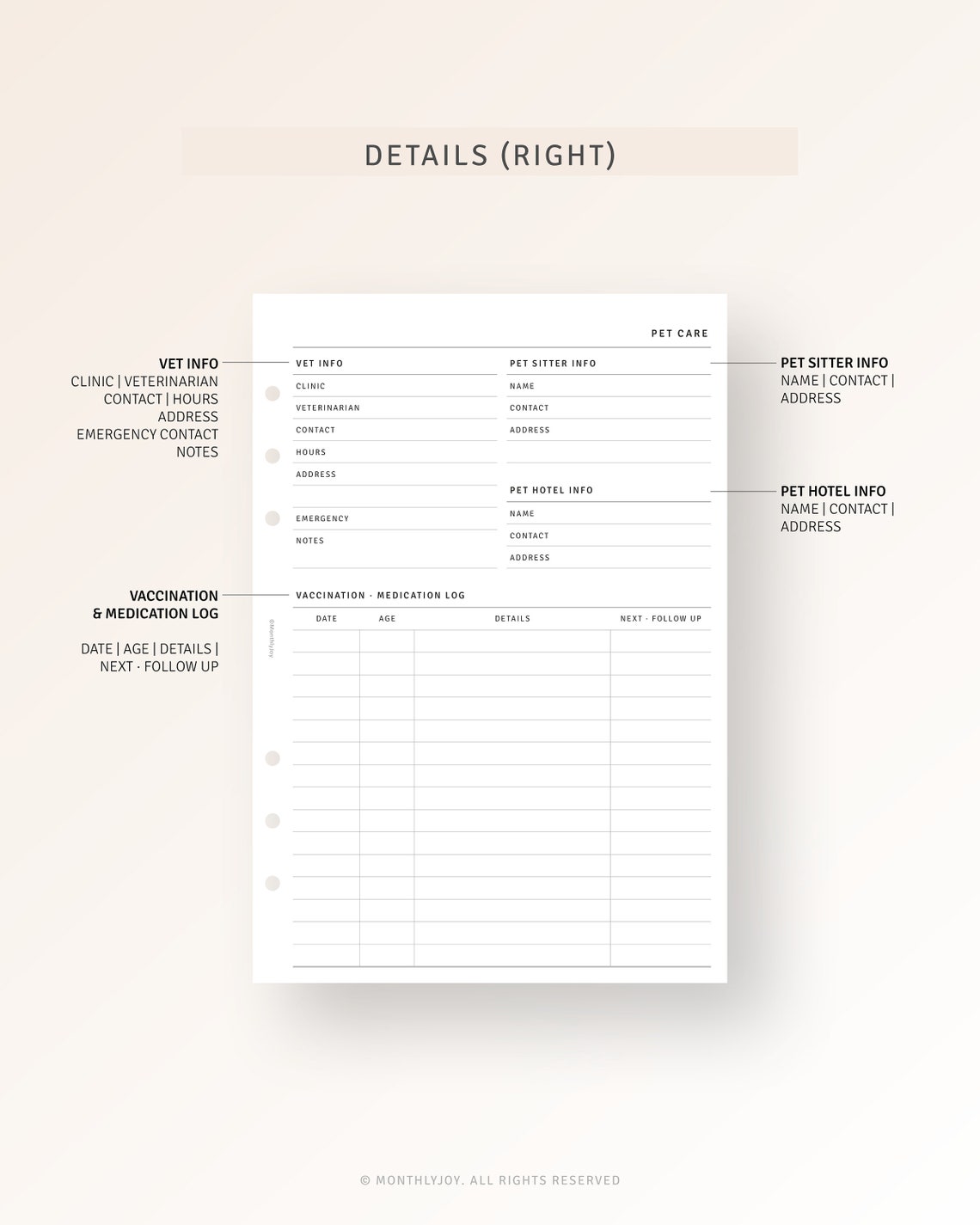Pet Care Planner Inserts A5 Printable Puppy Health Tracker Planner, Dog ...