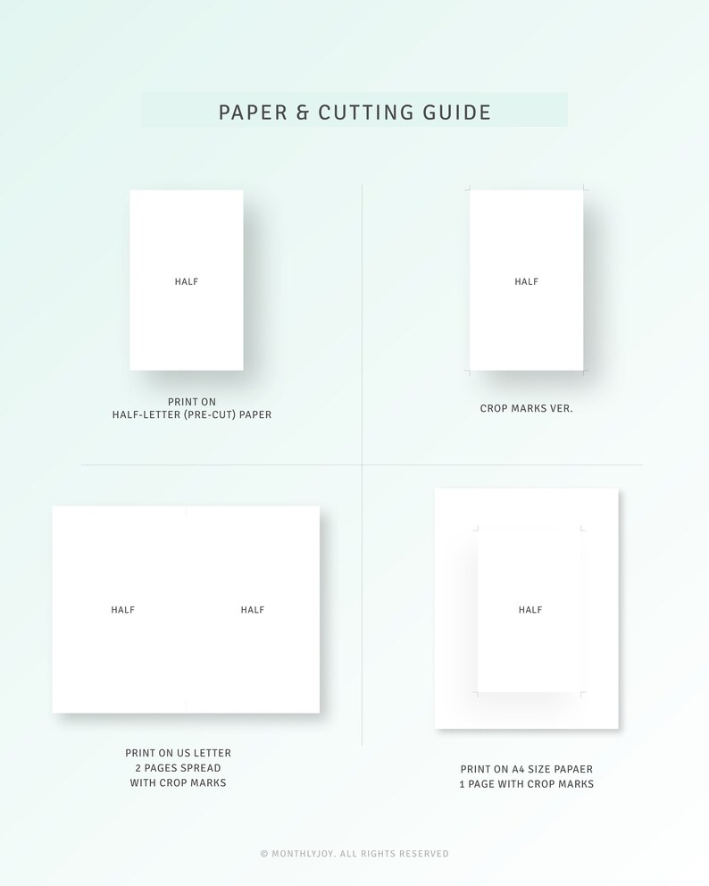 K&ouml;nnte beinhalten: Eine Anleitung zum Drucken und Schneiden von Papier f&uuml;r ein Projekt. Die Anleitung zeigt, wie man auf Halb-Briefpapier, US-Briefpapier und A4-Papier druckt. Die Anleitung zeigt auch, wie man das Papier auf die richtige Gr&ouml;&szlig;e zuschneidet.