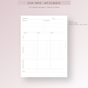 Quarterly Planner HP Classic Ring Inserts Printable Quarterly Goal ...