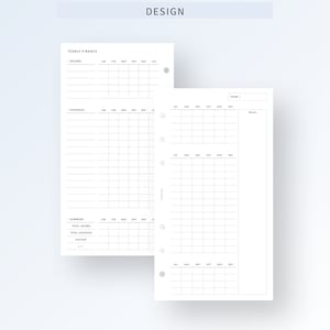 May include: A printable financial planner with sections for yearly income, expenses, and a summary of totals. The planner is designed for use with a disc bound planner system.