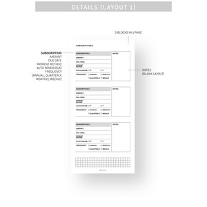 Subscription Tracker Hobonichi Weeks Inserts Printable Membership Bill