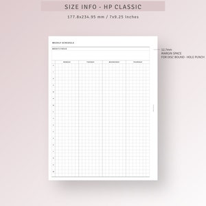 HP Classic Printable Weekly Schedule Organizer, Undated Weekly Hourly ...