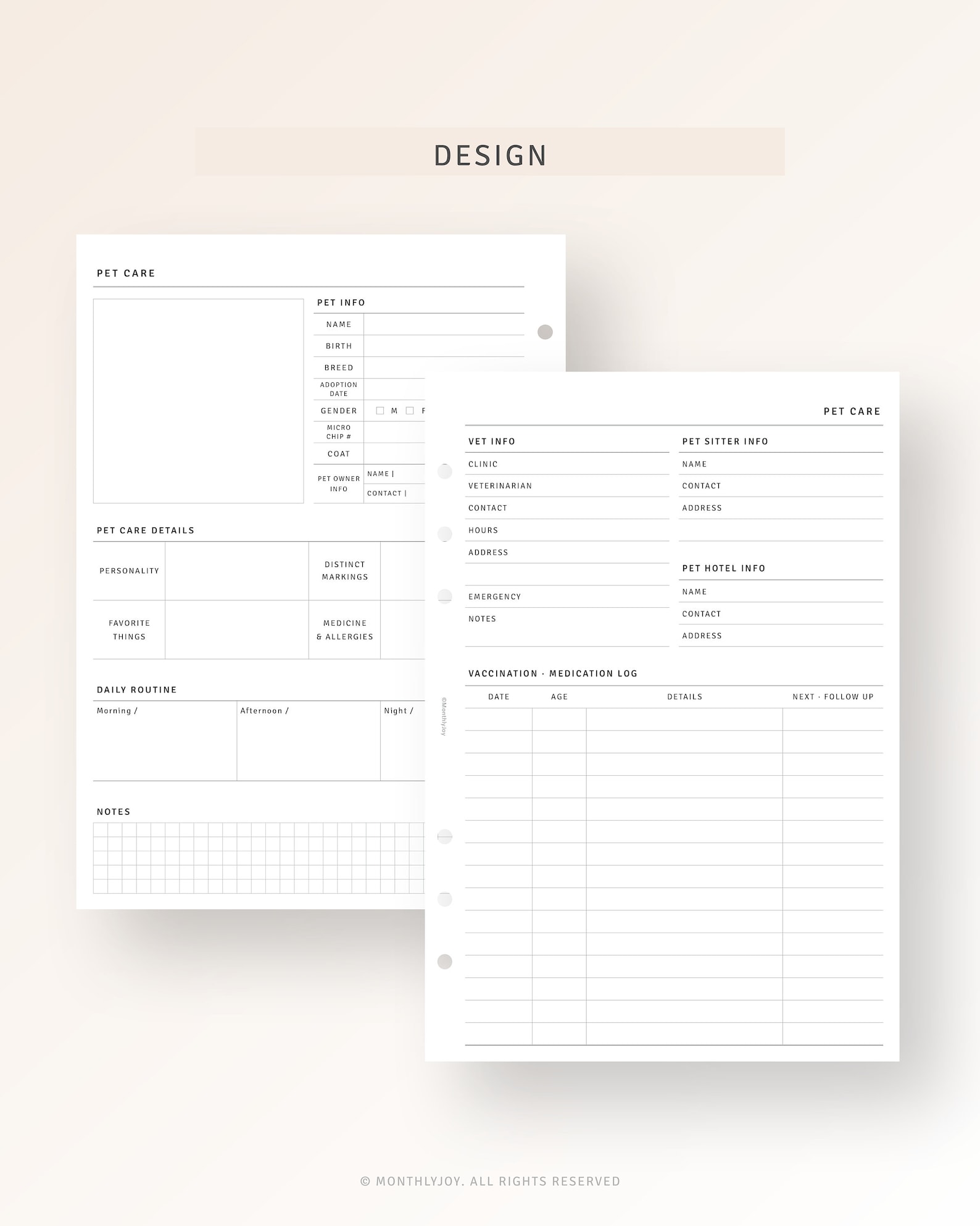 Pet Care Planner Inserts A5 Printable Puppy Health Tracker Planner, Dog ...