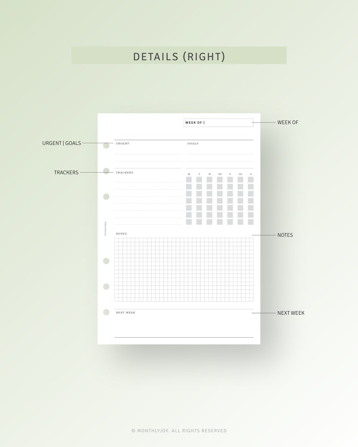 Weekly Overview Printable Personal Wide Inserts Undated - Etsy