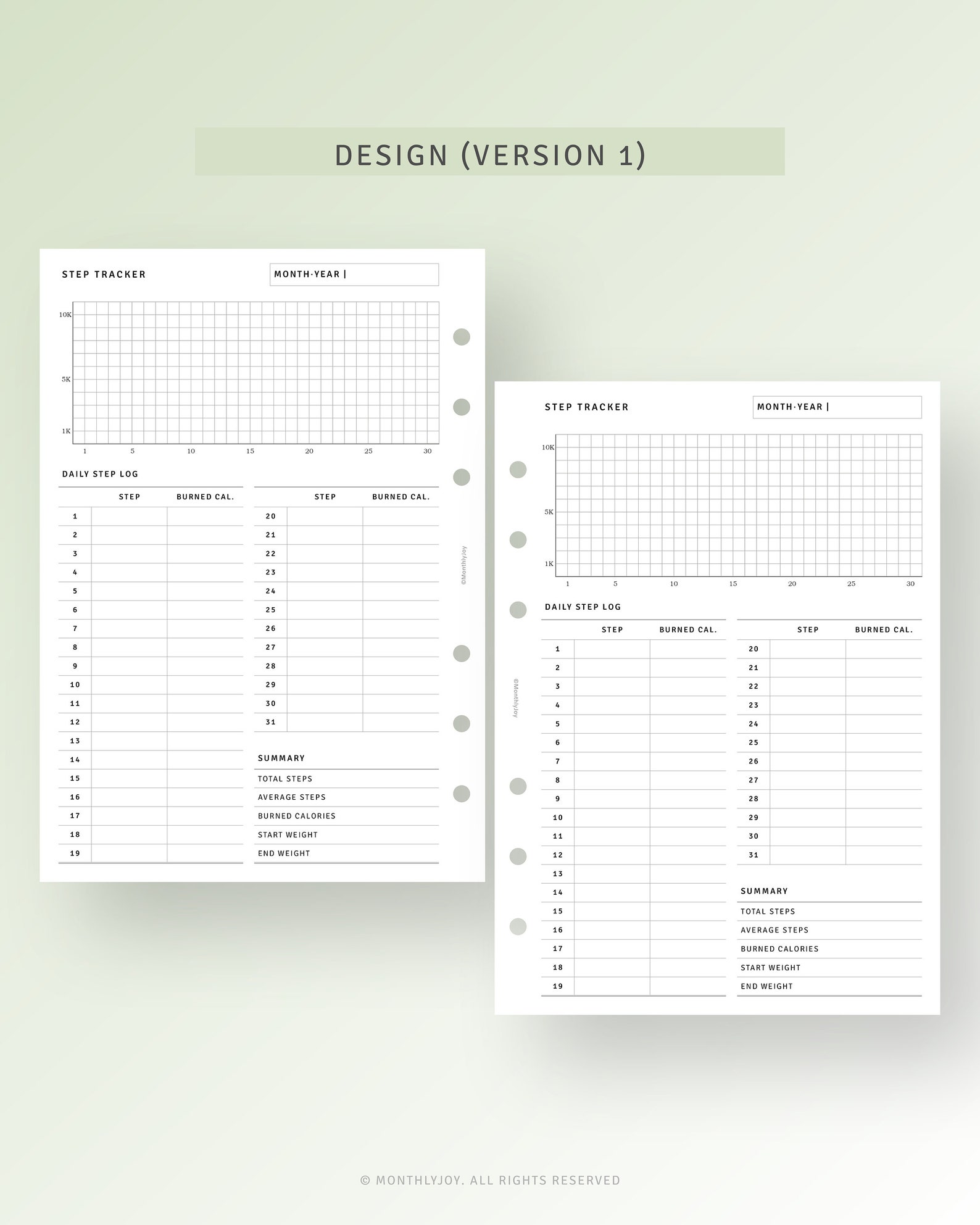 Walking Log Journal Printable Personal Wide Inserts, Step Log Tracker ...