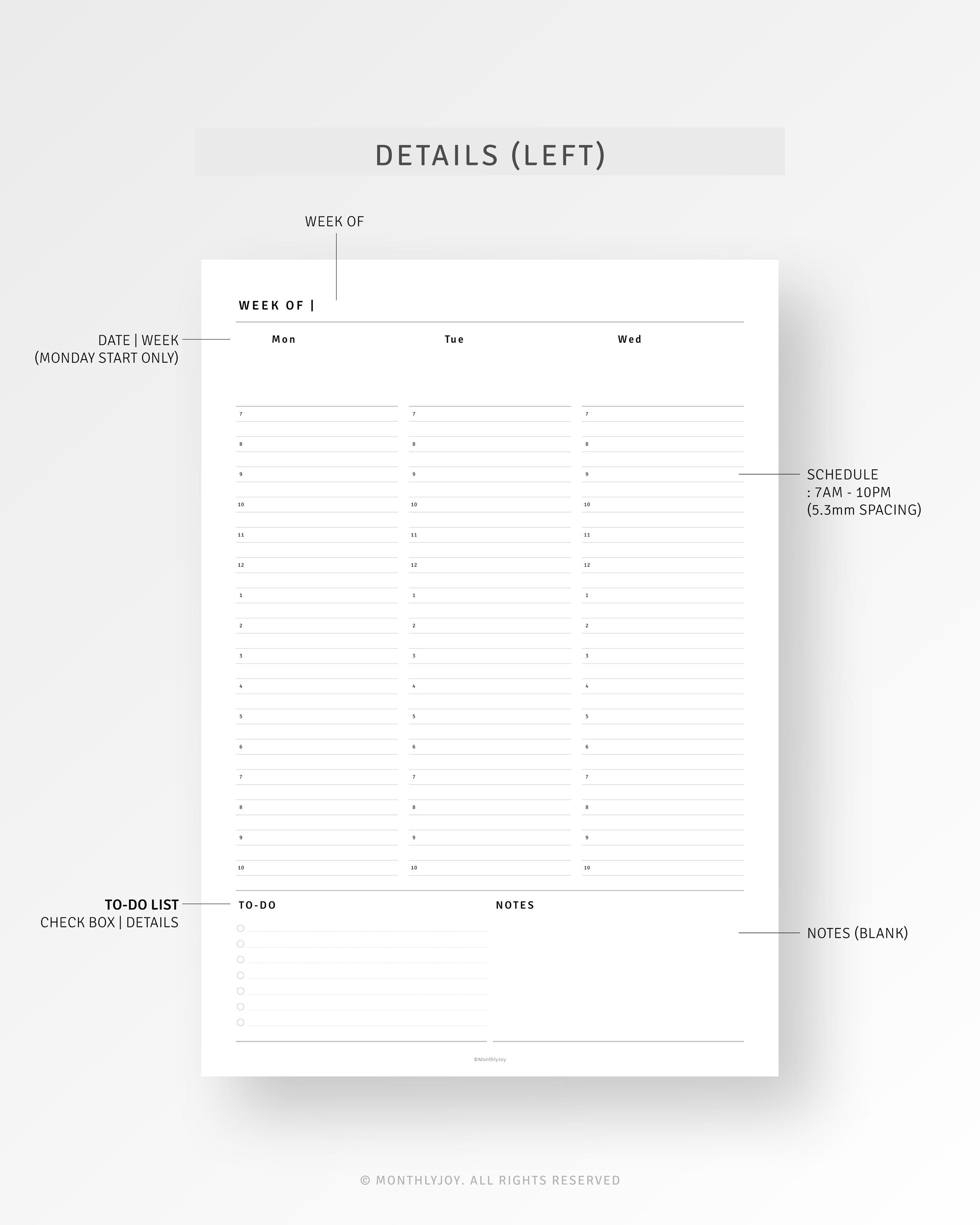 A4, Letter | Undated Weekly Planner Pages Printable Weekly Schedule ...