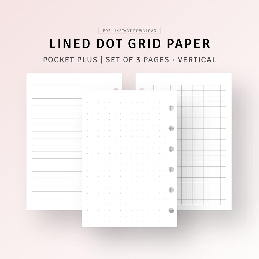 Lined Dot Grid Notes Pocket Plus Inserts Printable, Student Lecture ...