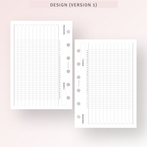 May include: A printable planner page with a grid layout and a section for "Trackers" and "Month". The page is designed for use with a disc-bound planner.