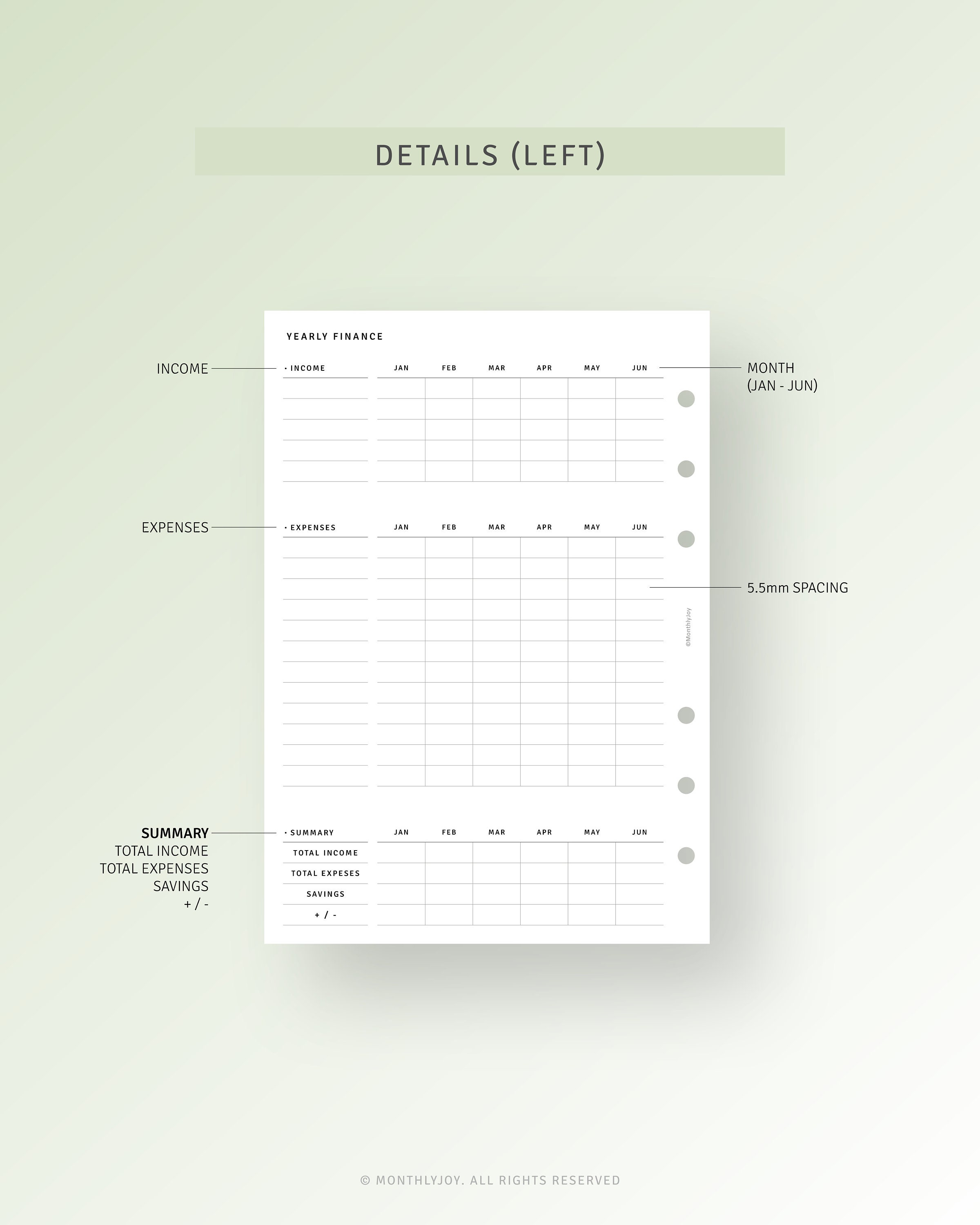 Yield Printable Yearly Finance Template Printable Money Log, Income Expense Tracker ...