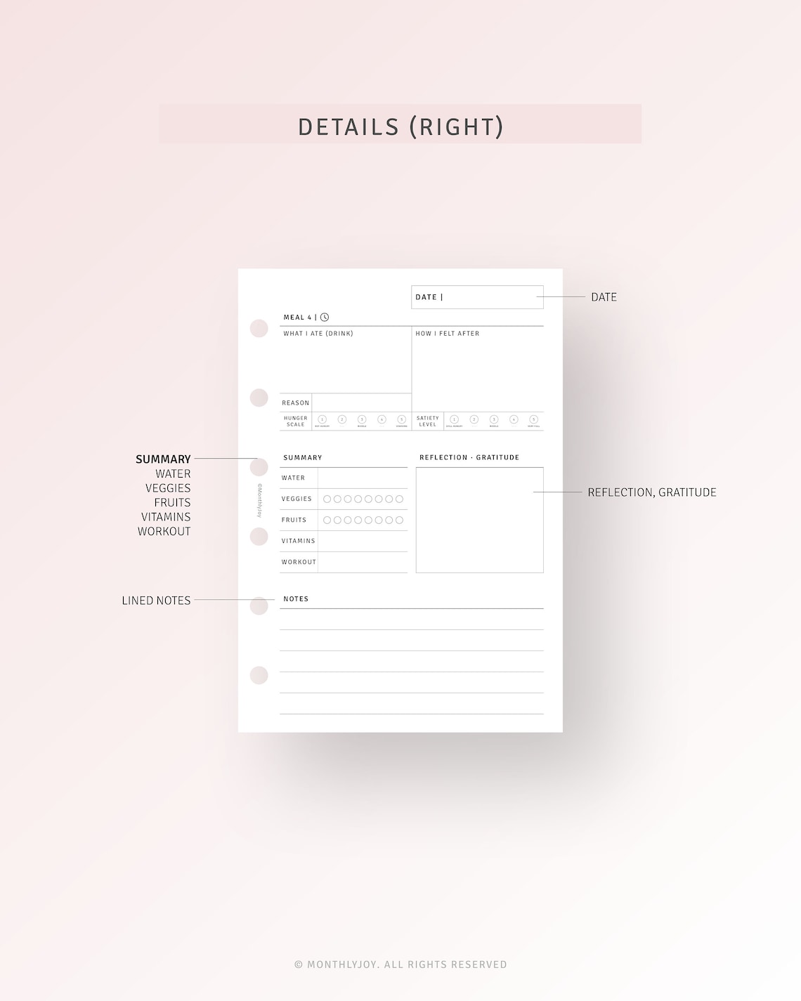 Mindful Eating Food Journal Printable Pocket Plus Inserts, Daily ...