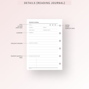 Pocket Plus, Reading Tracker Printable Inserts, Book Review Log Journal ...