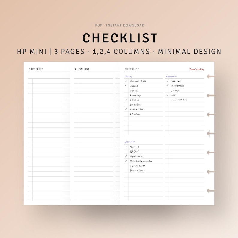 My Simpe Checklist Simple Checklist Printable Happy Planner Mini Inserts, to Do List, Get ...