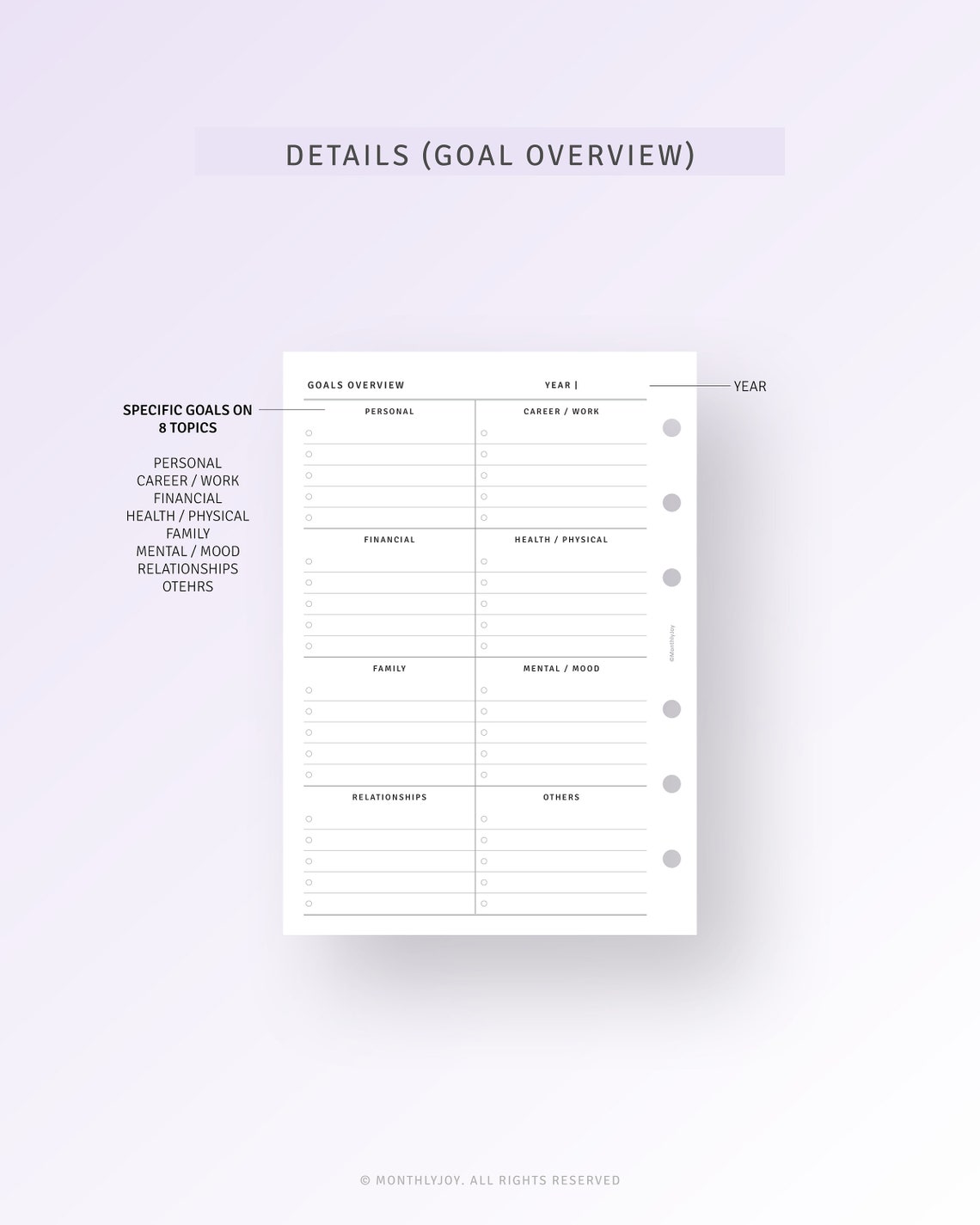 Goal Planner Printable A6 Ring Inserts, Life Goal Setting Template ...