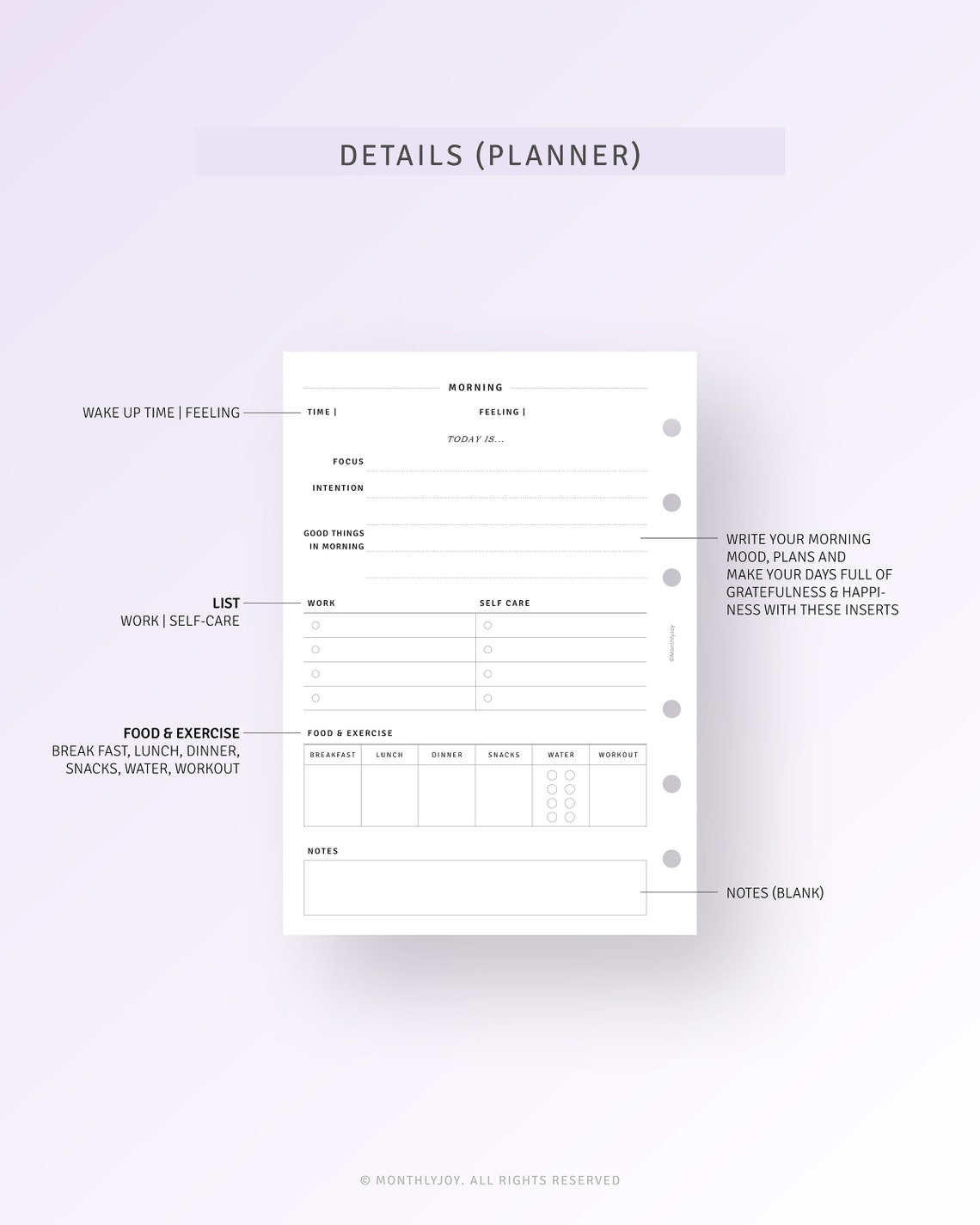 Self Care Planner Printable A6 Ring Inserts, Wellness Journal, Daily ...