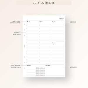 A5 Inserts, 2026 Weekly Planner Printable 2026 Dated Weekly Schedule ...