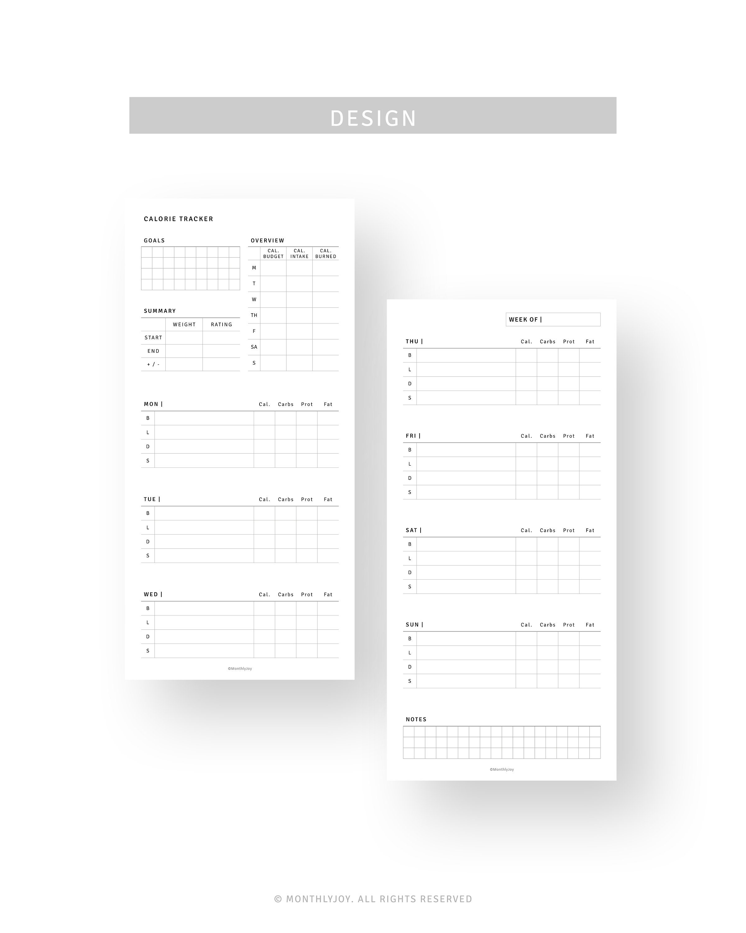 Calorie Tracker Printable Hobonichi Weeks Inserts, Food Diary Journal ...
