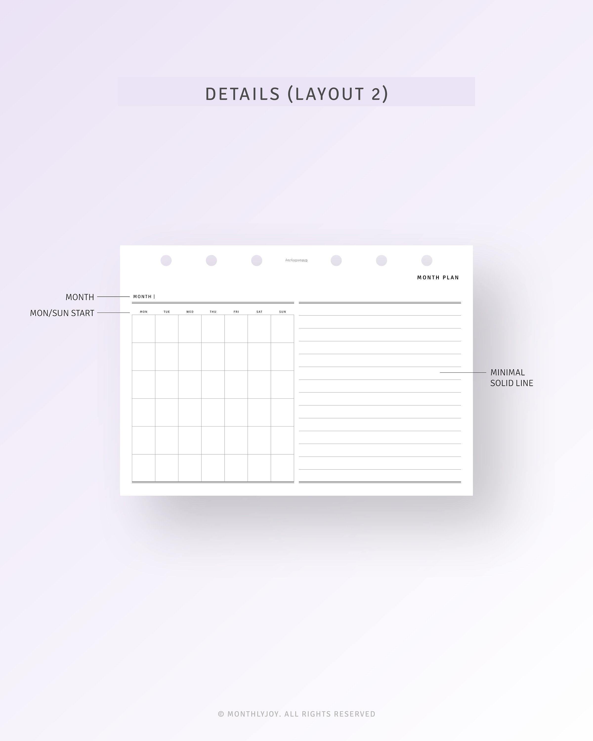 Undated Monthly Planner A6 Inserts Printable Blank Monthly Overview ...