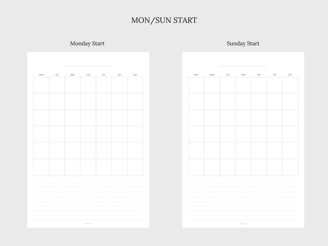 Leere Kalender Seite druckbare leere Kalender PDF  Etsy
