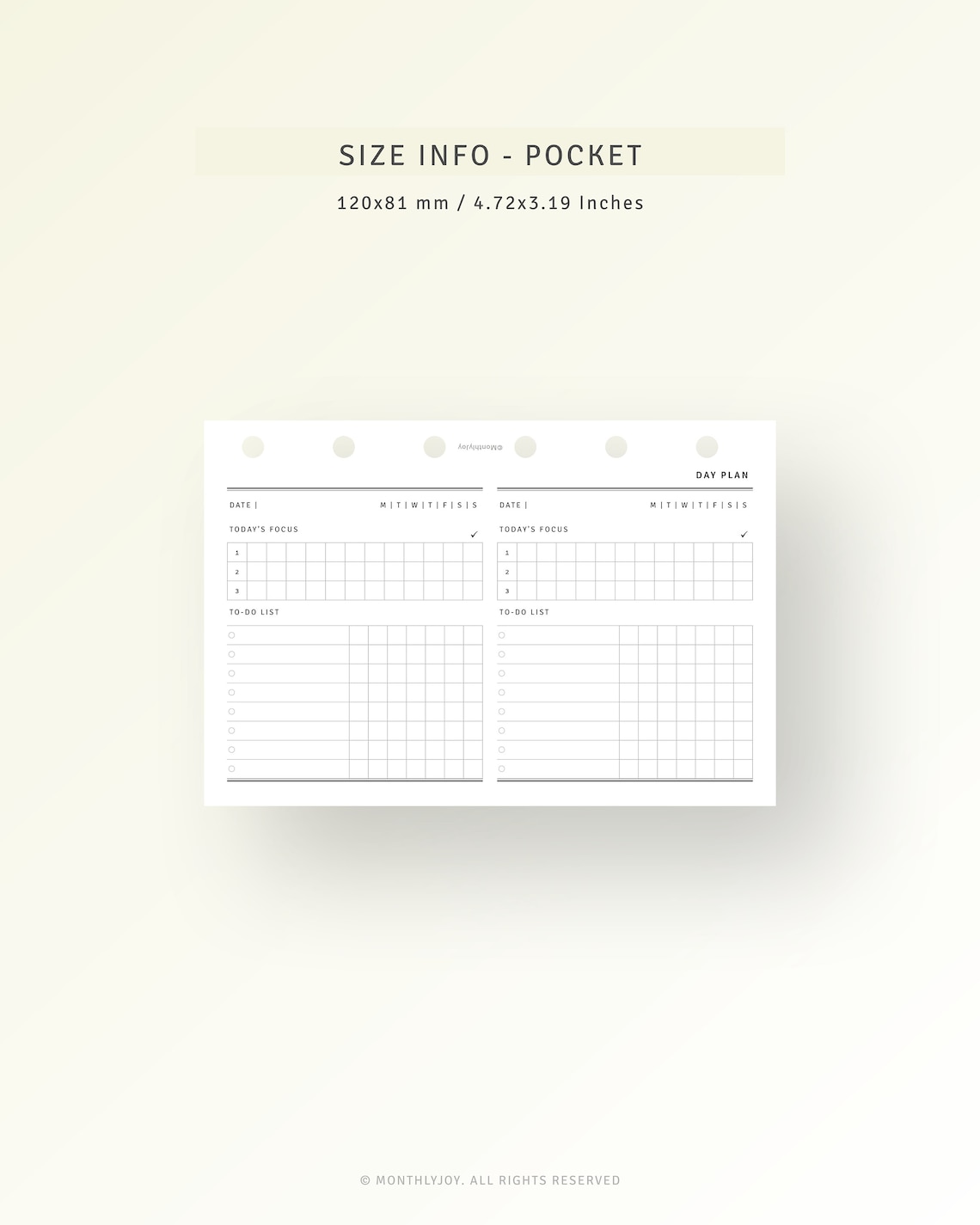 Daily Planner Printable Pocket Size Inserts Blank Daily | Etsy