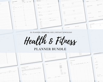 15+ Health Fitness Planner Printable Personal Inserts Bundle, Weight Loss Tracker, Workout Tracker, Mindful Eating Journal, Instant Download
