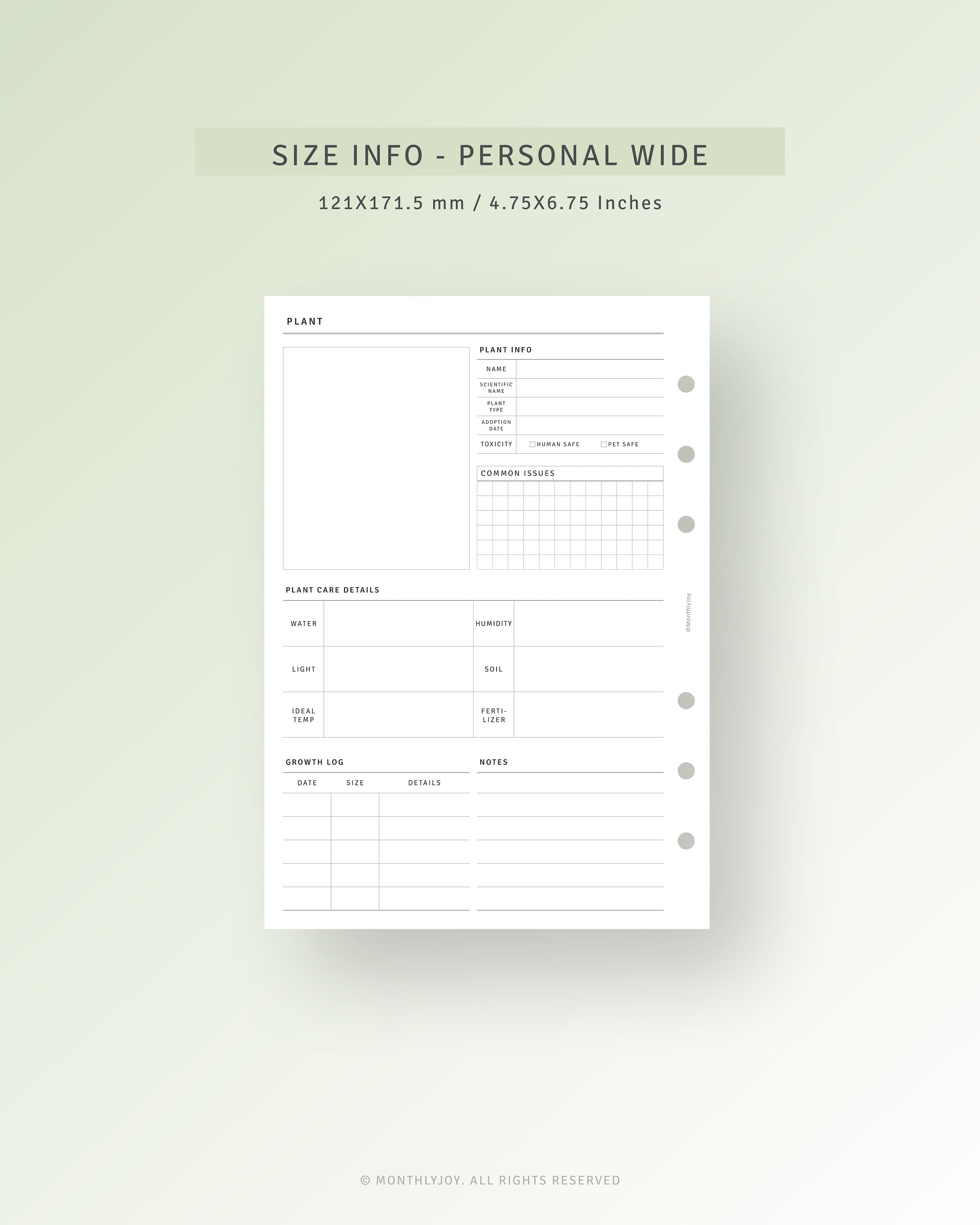 Plant Planner Printable Personal Wide Houseplant Planner - Etsy