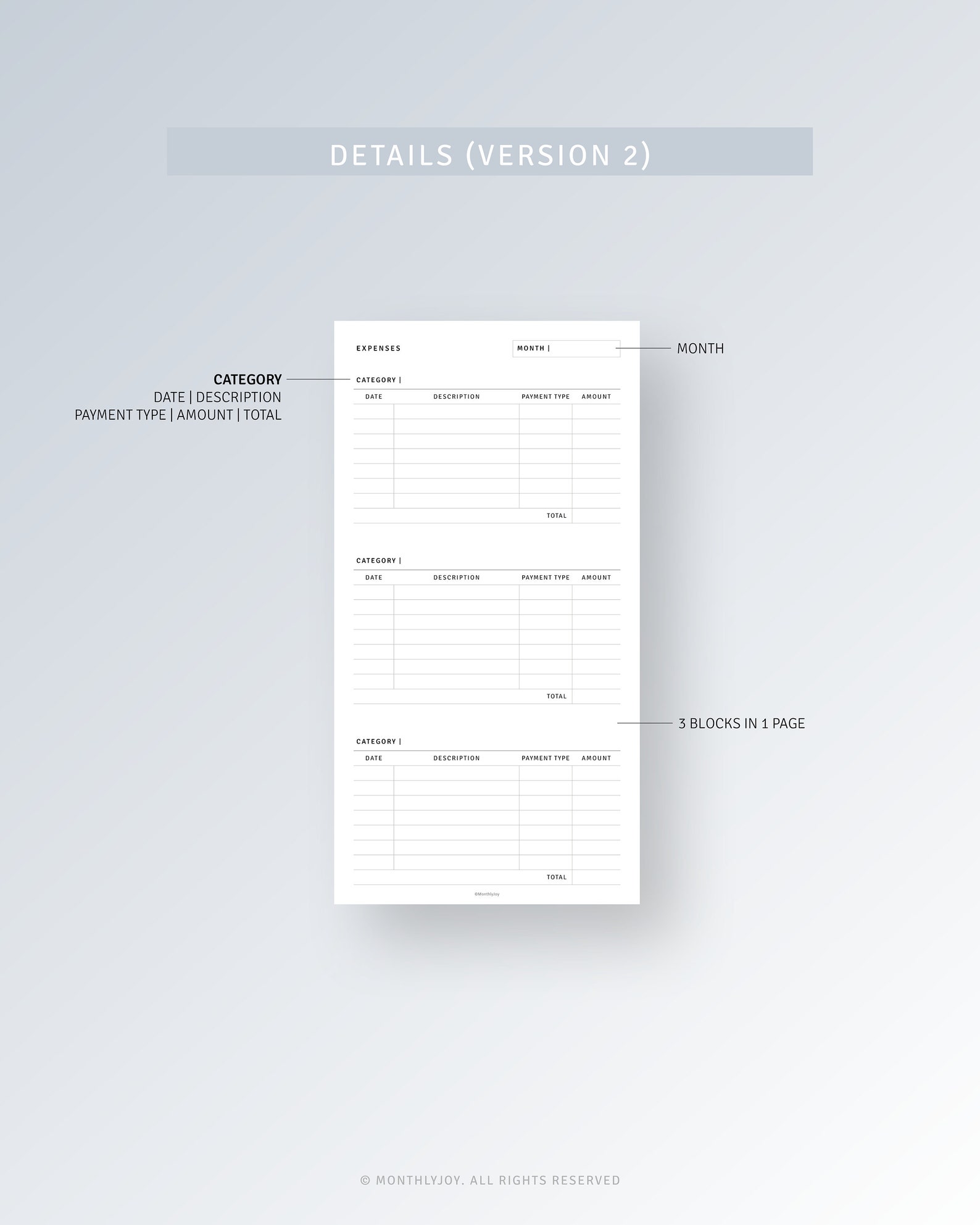 TN STANDARD Printable Expense Tracker, Monthly Expense Log Planner ...