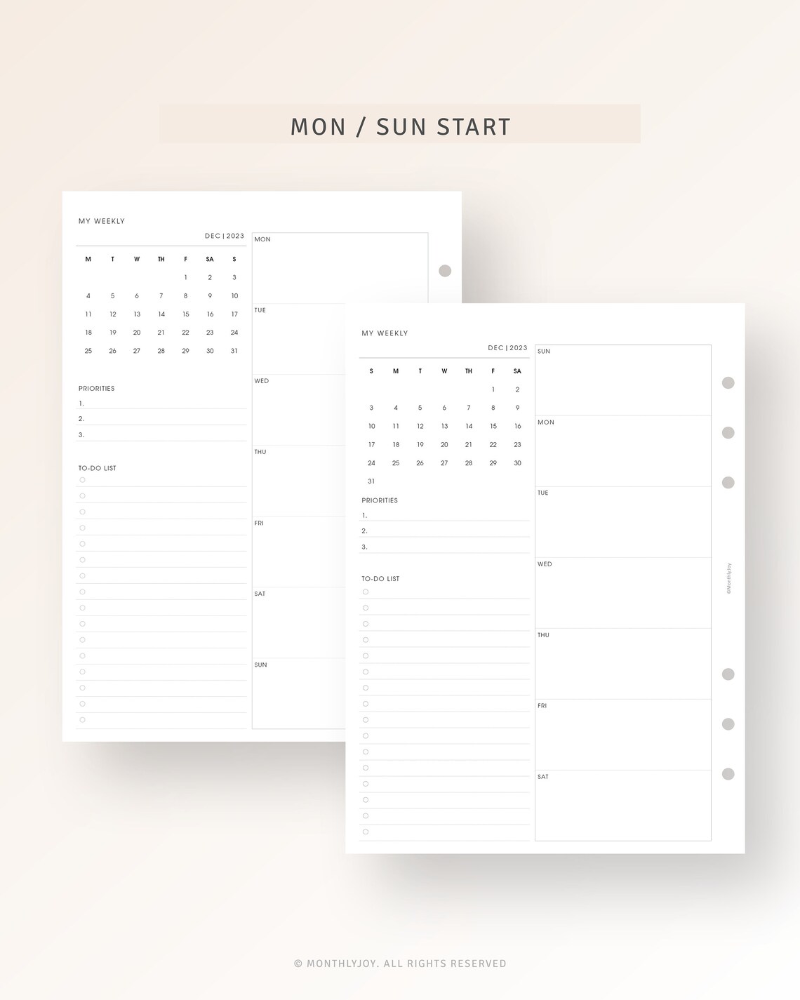 A5 Inserts 2023 Weekly Planner PDF Printable Refill Weekly Etsy