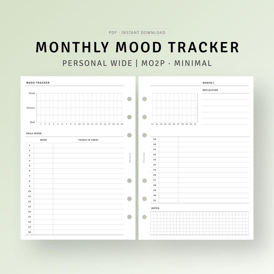 Mood Tracker Printable Daily Emotion Log, Mental Health Planner ...