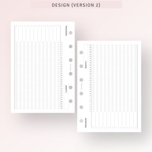 May include: Two printable habit tracker sheets with a simple design. Each sheet has a grid of circles for tracking habits and a section for writing the month. The text "TRACKERS" and "MONTH" is printed on each sheet.