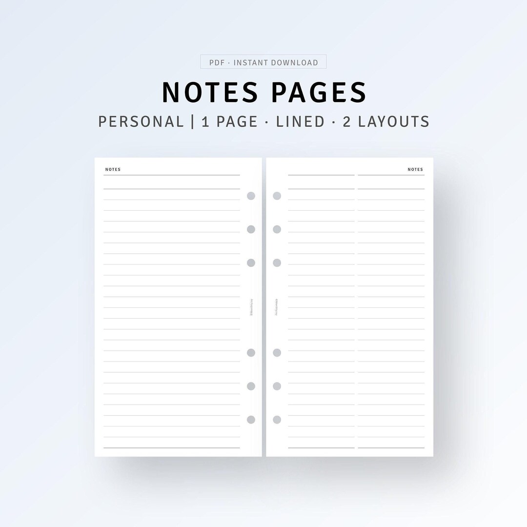 PERSONAL, Lined Notes Pages Printable Lecture Study Notes Taking ...
