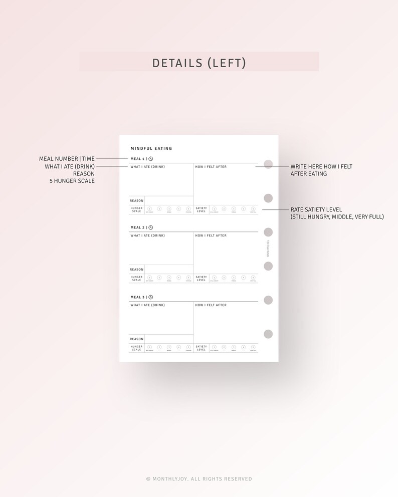Mindful Eating Food Journal Printable Pocket Plus Inserts, Daily ...
