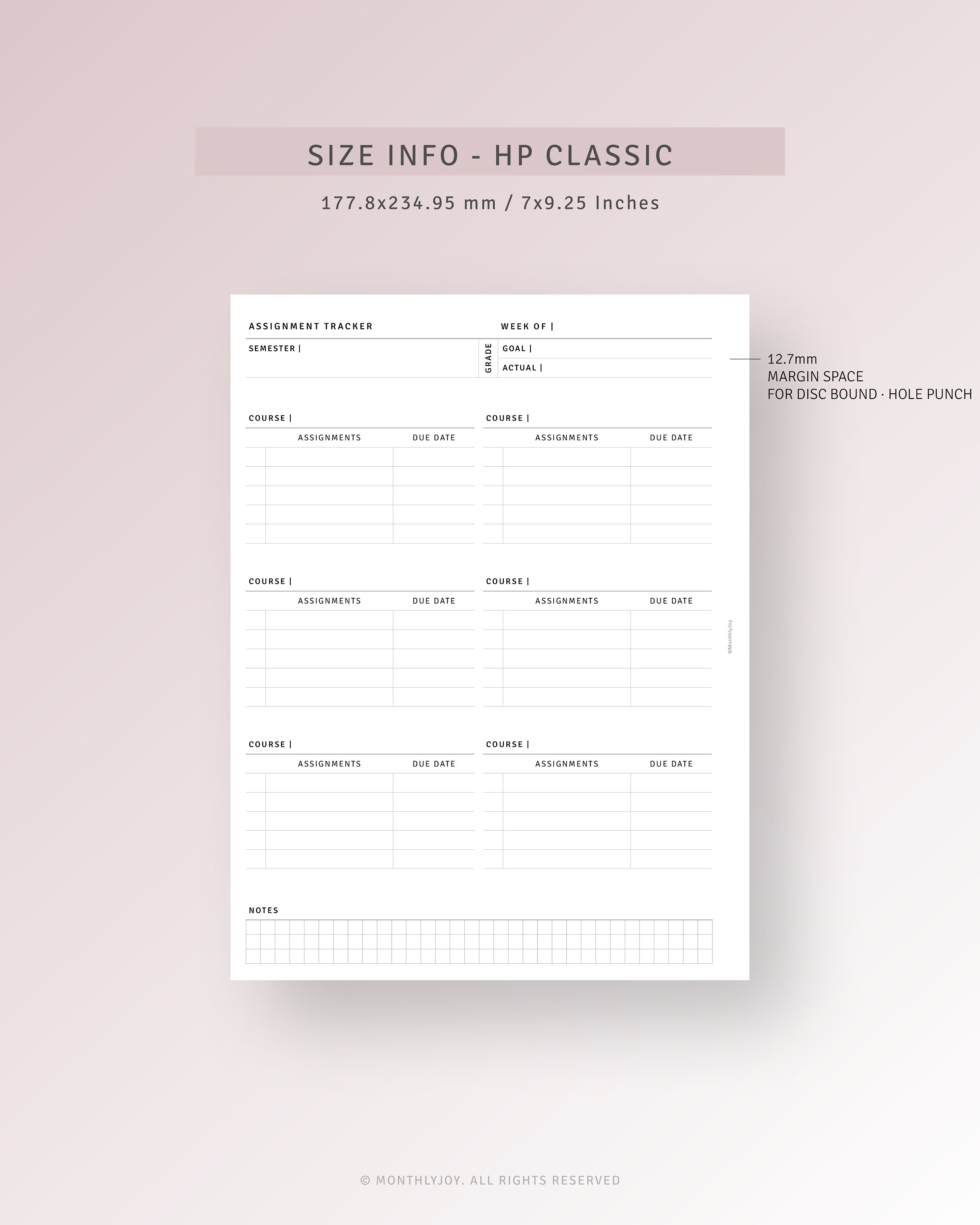 Assignment Planner Printable Homework Tracker for Student, College ...