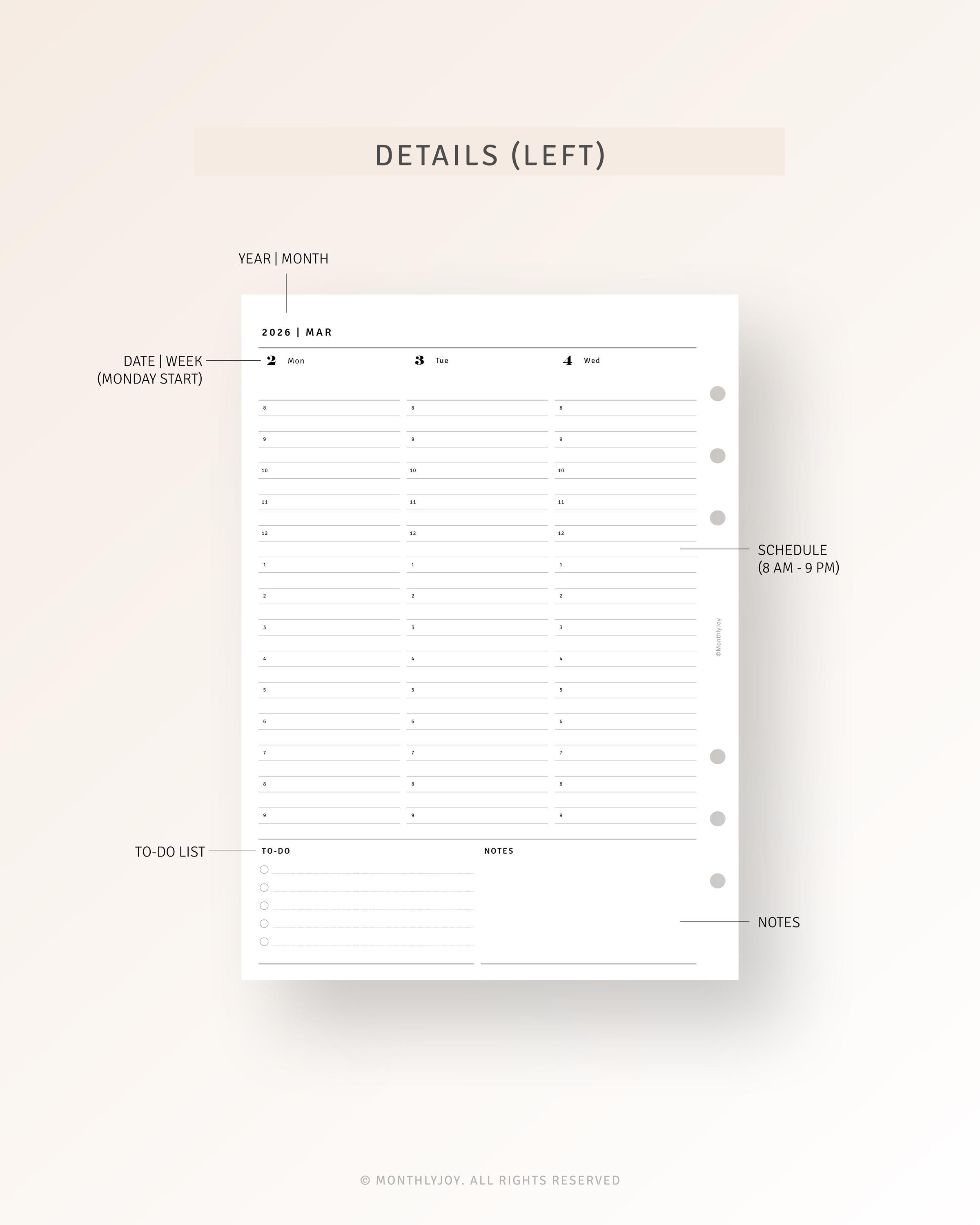 A5 Inserts, 2026 Weekly Planner Printable 2026 Dated Weekly Schedule ...
