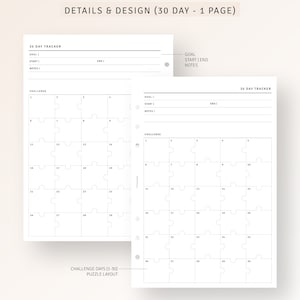 30 60 Day Countdown Tracker Printable A5 Planner Inserts, Habit ...