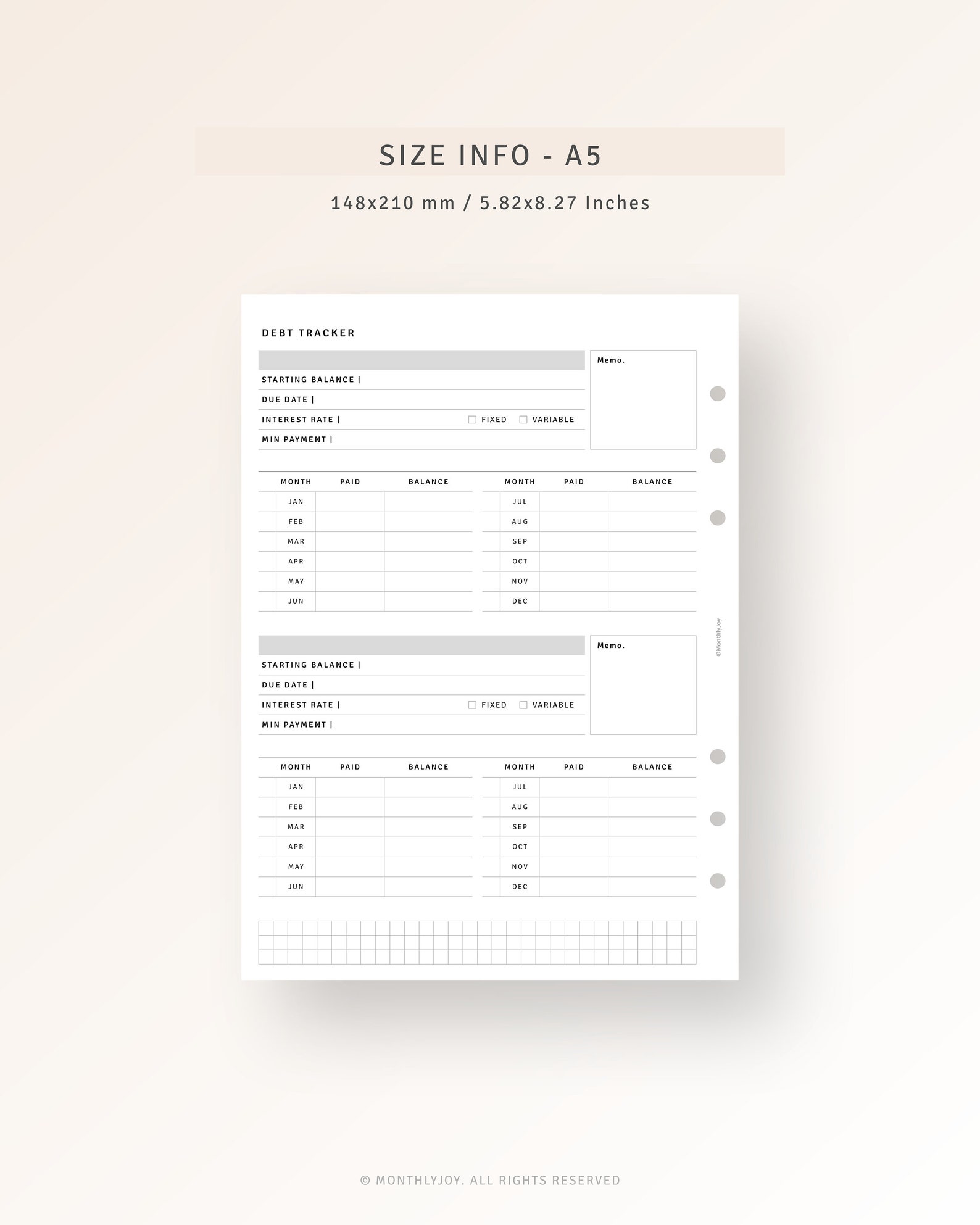 Debt Snowball Payment Tracker A5 Inserts Printable Student - Etsy