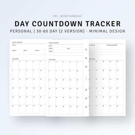 Habit Challenge Tracker Printable Personal size Inserts, Daily Routine Log, Goal Journal for Fitness Diet Workout Study, Digital Download