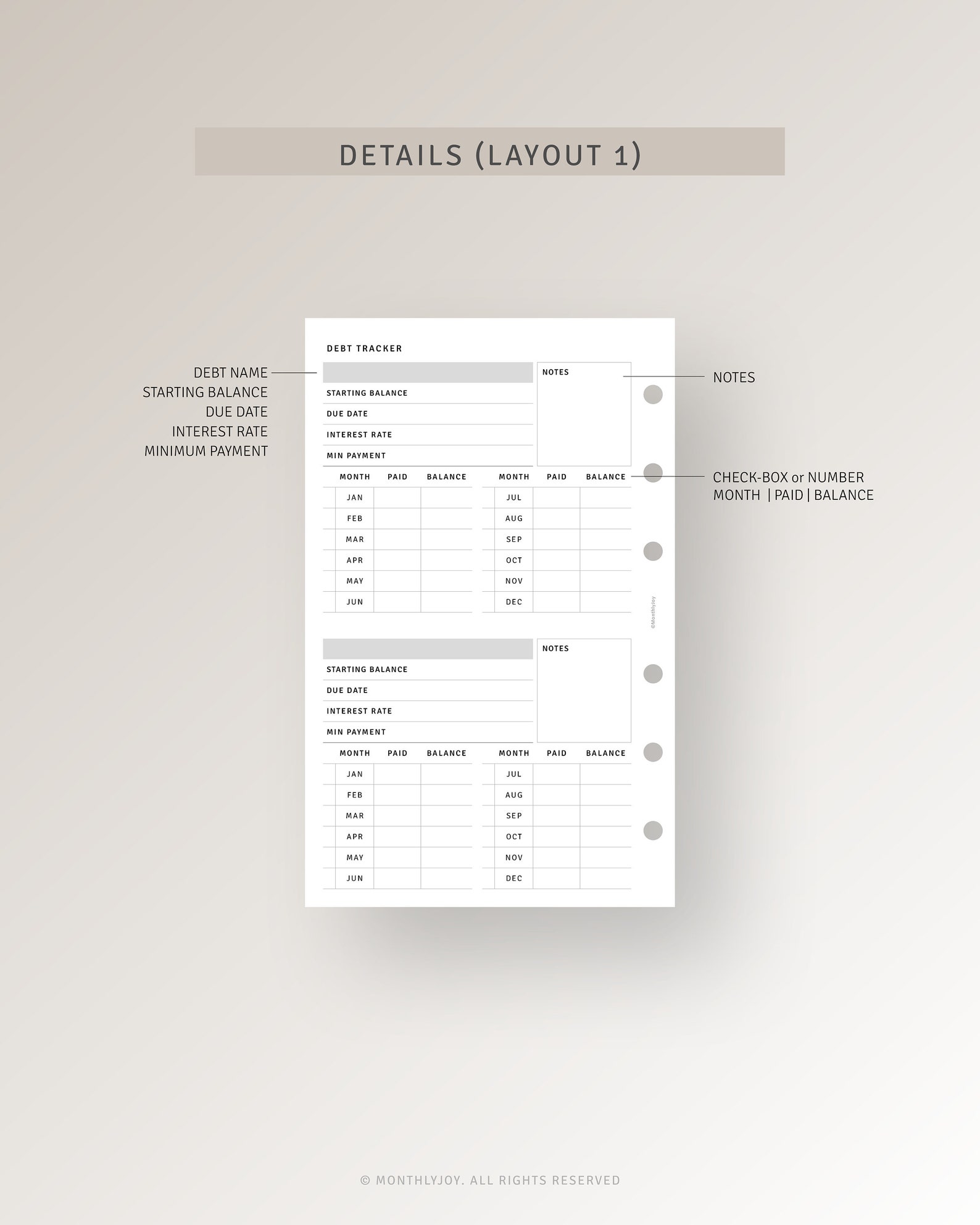 Debt Snowball Tracker Printable FC Compact Inserts, Credit Card Debt ...