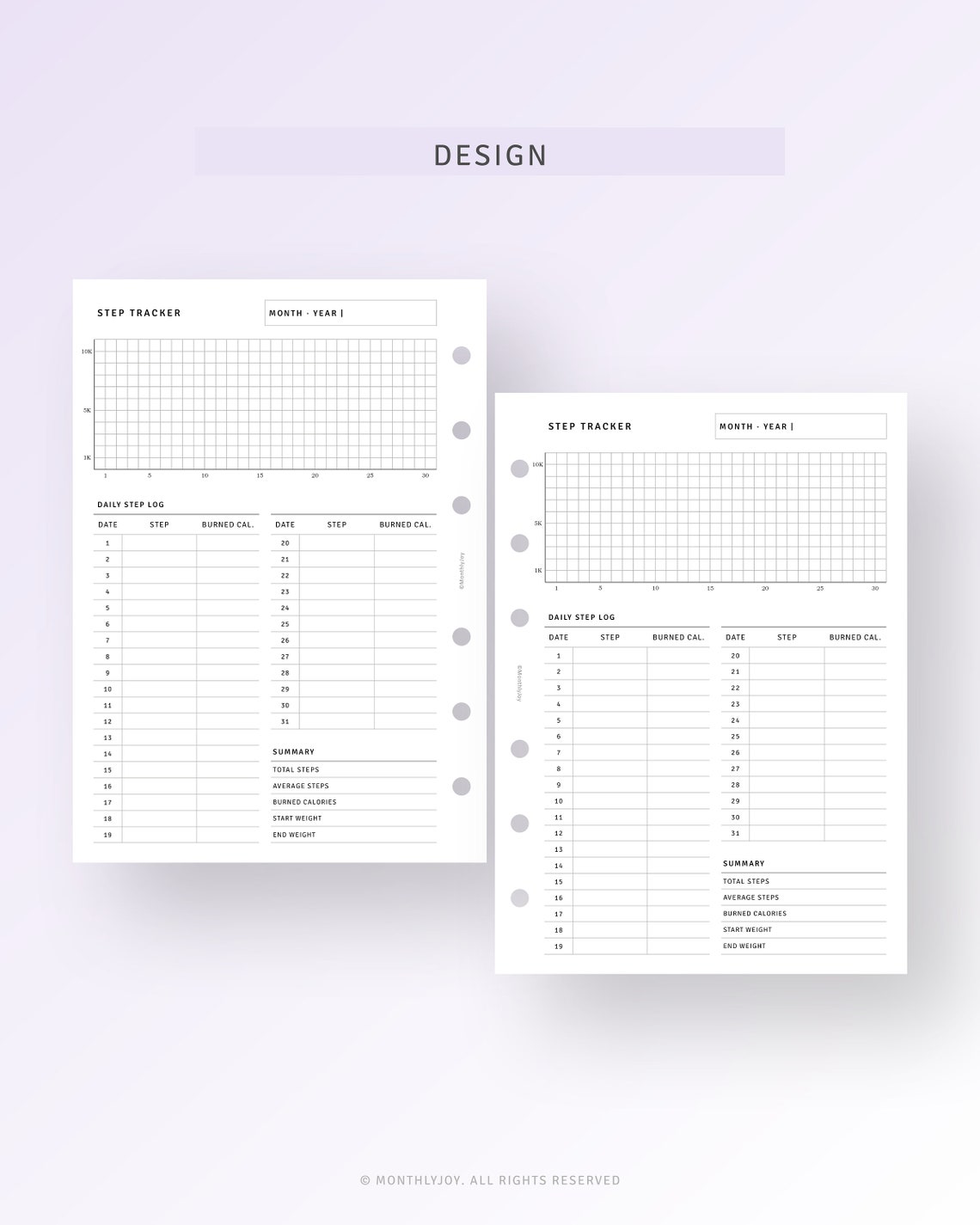 Step Tracker Printable A6 Ring Planner Inserts Daily Step Etsy