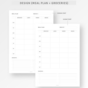 Weekly Meal Planner With Grocery List A4/letter Size Printable Daily ...