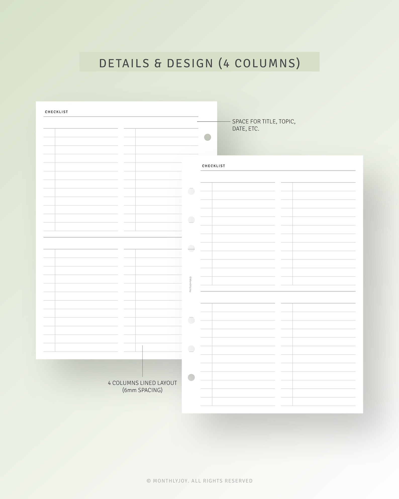 Blank Checklist Template Printable Personal Wide Inserts, Recurring ...